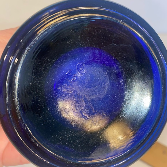 Vintage 10 Panel 16oz Cobalt Blue Glass Mug 8 1/4" Tall - Picture 3 of 5